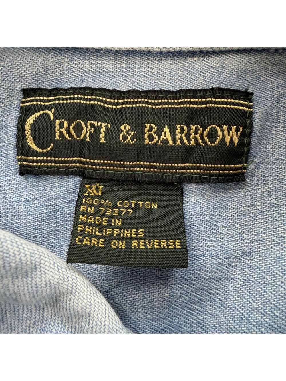 Vintage Croft & Barrow Light Wash Denim Button Up Shirt XXL Workwear Dadcore Y2K - Picture 4 of 5